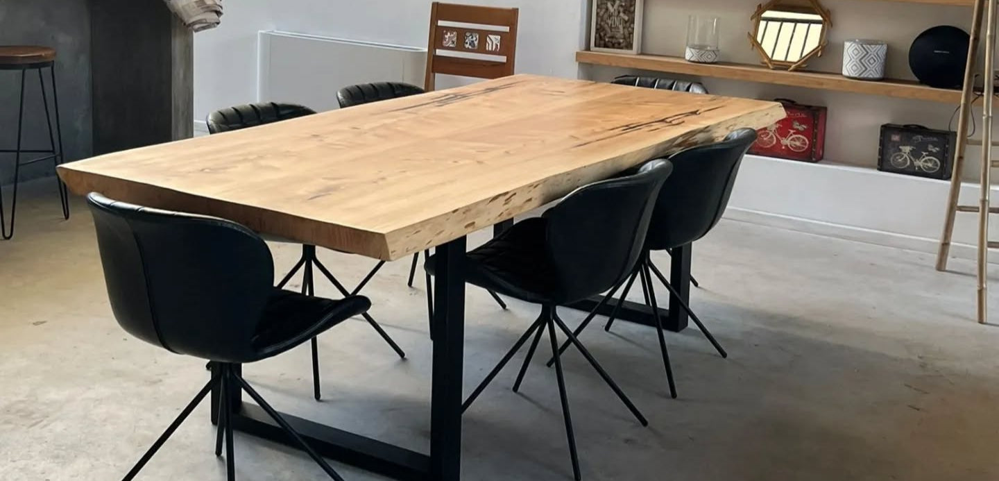 Mesa Multi Slab (base en hierro) - Tablones Ensamblados