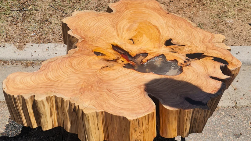 Mesa ratona tipo rodaja – corte natural y patas de hierro - 3 medidas