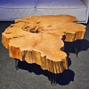 Mesa ratona tipo rodaja – corte natural y patas de hierro - 3 medidas