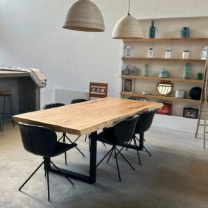 Mesa Multi Slab (tablones ensamblados) · Base de hierro