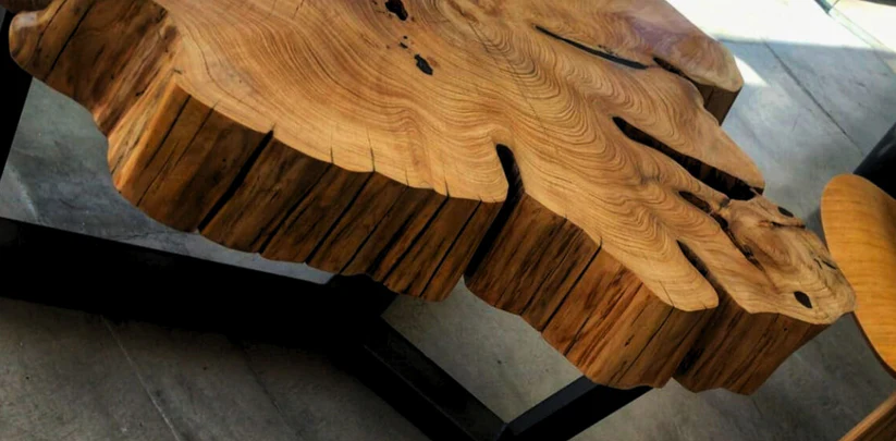 Mesa ratona tipo rodaja – corte natural y patas de hierro - 3 medidas