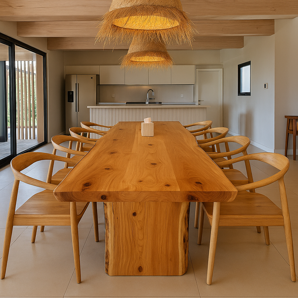 Mesa artesanal de madera maciza - Wood Uruguay